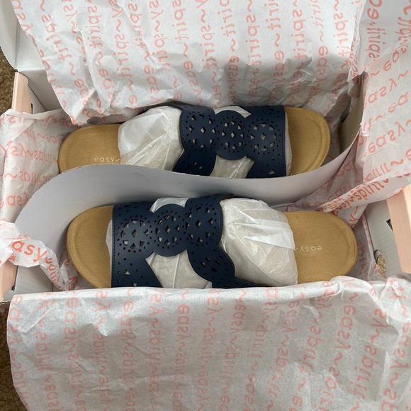 Easy Spirit Women's Brixton 3 Dark Blue Comfort Slip-On Sandals Size 8.5M NEW - Picture 8 of 9